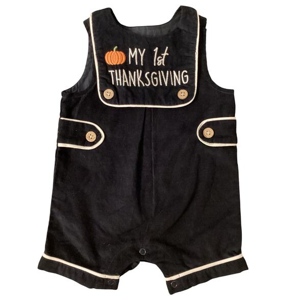 Mudpie My 1st Thanksgiving Corduroy Overalls with Bib Size 3-6mo - Picture 1 of 4